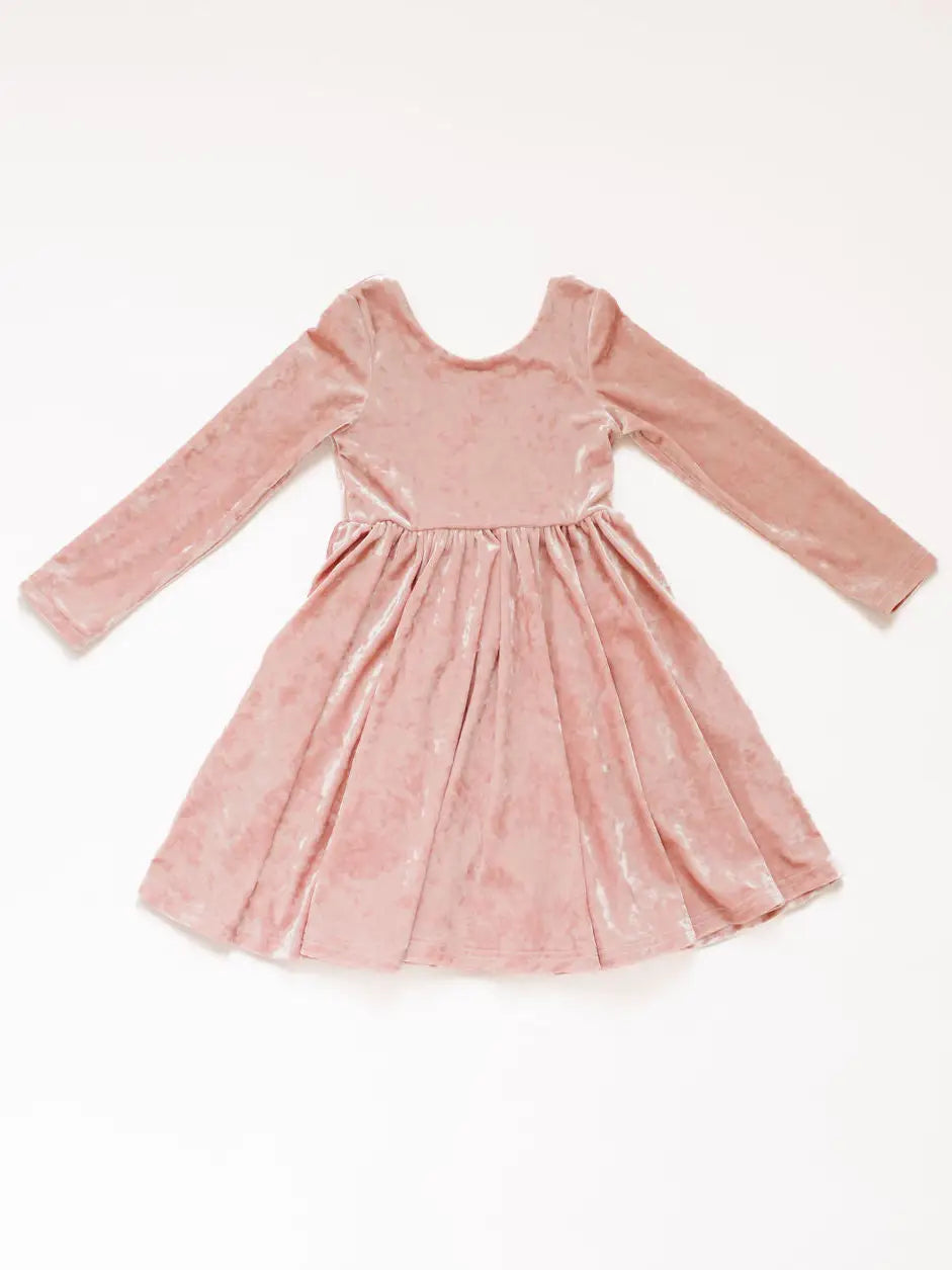 Gwendolyn Dress in Crushed Blush Velvet