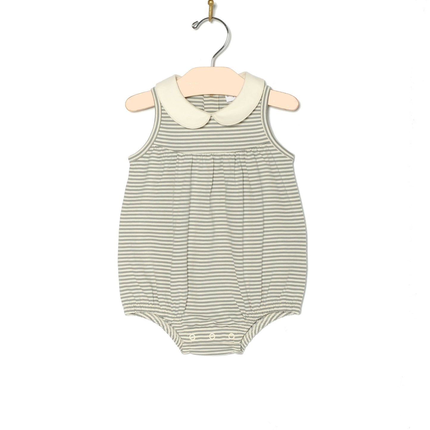 Round Collar Romper- Steel Stripe