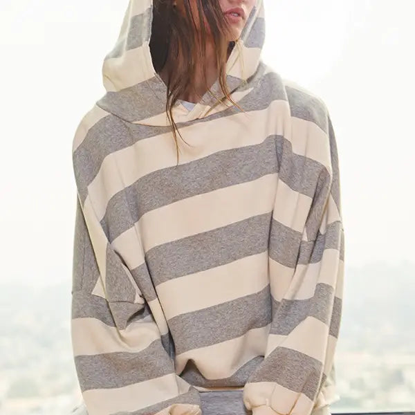 Striped Fleece Sweatshirt Hoodie