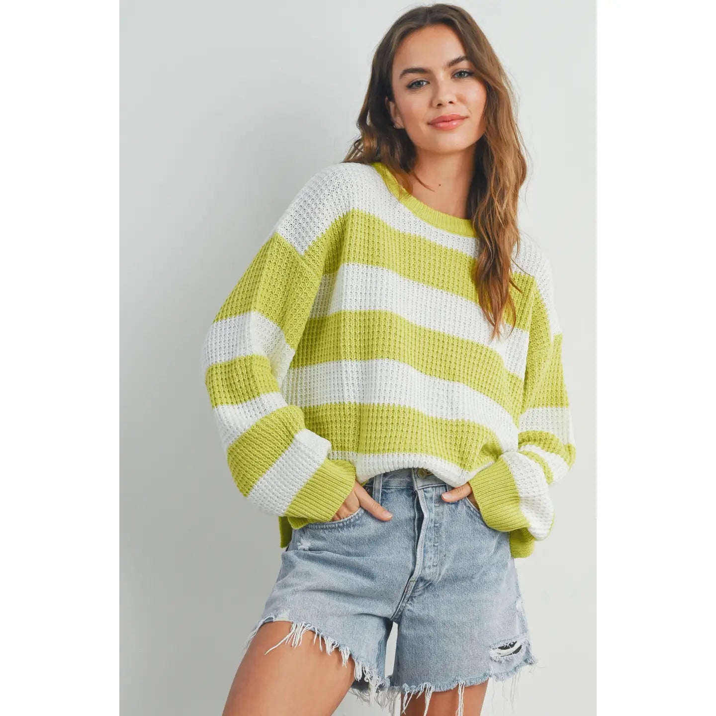 Striped Round Neck Long Sleeve Sweater