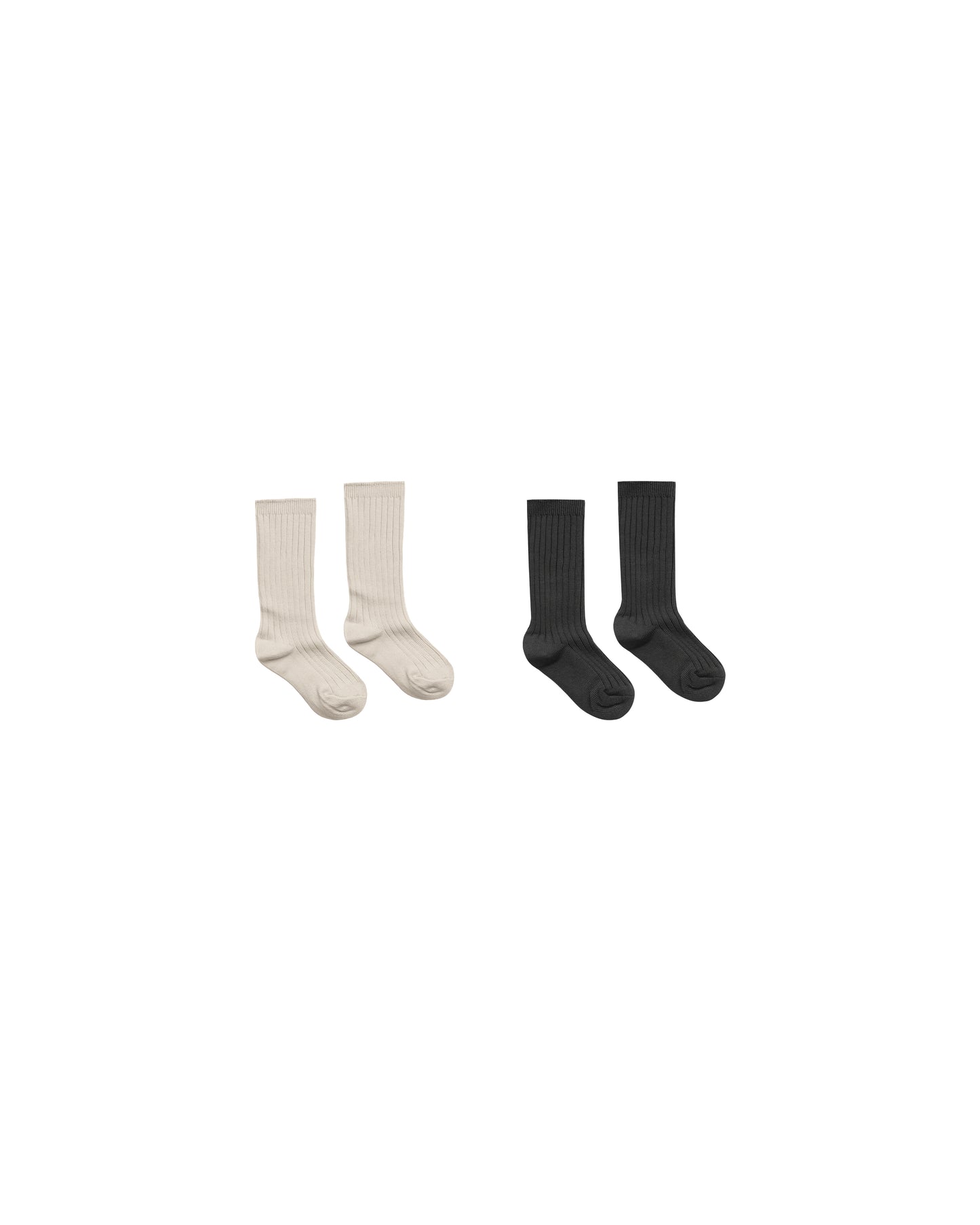 Ribbed Socks- Stone/Black